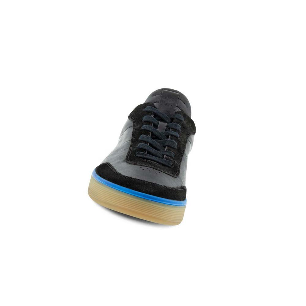 Men's Ecco Street Tray M Laced Casual Shoes Black / Blue | Canada 496AHK